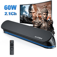 thumbnail image 1 of AUOSHI 2.1ch Sound Bar for TV, 60W Small Soundbar with Subwoofer, Surround Sound System Bluetooth Speaker with Bluetooth/HDMI-ARC/Opt/AUX/USB Connection for TV /PC/Projectors, Remote Control,16.5inch, 1 of 11