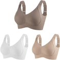 thumbnail image 1 of Women's Solid Four-Breasted Adjustable Wireless Bra, Floralshe Brasier, Seamless Full Coverage Ribbed Bralettes, 1 of 7