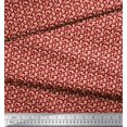 thumbnail image 3 of Soimoi Tissu en Georgette de Polyester Rouge, Tissu à Imprimé Damassé Filigrané au Mètre, 52 Pouces de Large, 3 of 3
