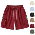thumbnail image 1 of Yuyuzo Shorts Cargo pour Hommes à Taille Élastique, Couleur Unie, Randonnée en Plein Air, Été, Plage, Voyage, Shorts avec Poches, 1 of 4