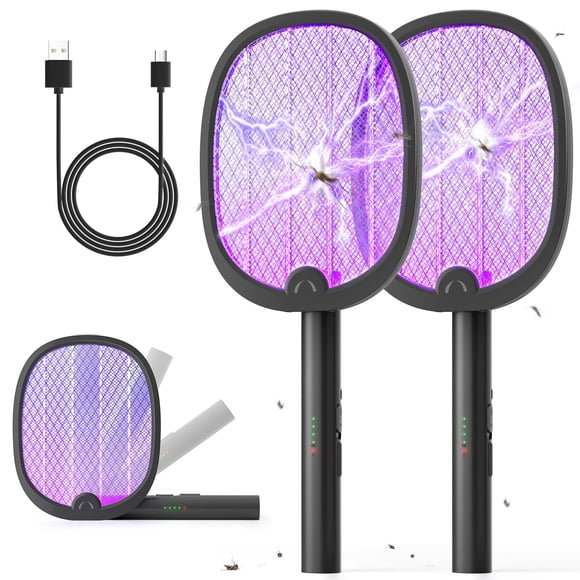 YISSVIC Fly Swatter Electric Bug Zapper Racket 4000 Volt Rechargeable Fly Zapper Indoor Outdoor Dual Modes with Attracta