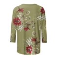 thumbnail image 5 of TIMIFIS Hauts pour Femmes Mi-Long Printemps Automne Imprimés Manches 3/4 Hauts Mode Grande Taille Col Ras du Cou T-Shirts Décontractés Blouses Chemises à Manches Longues pour Femmes Automne, 5 of 5