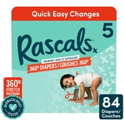 Rascals Premium 360 Diapers, Size 5, 84 Count