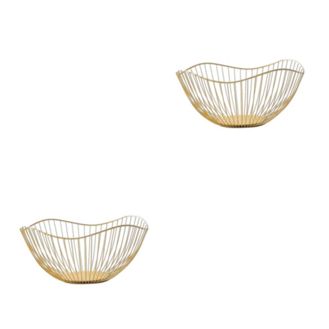 Baohd Metal Fruit Bowl Large Capacity Exquisite Appearance Sturdy And Durable Metal Fruit Baskets gold Straight large 2Set