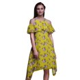 thumbnail image 1 of Bimba Robe Midi à Épaules Dénudées Imprimé Oiseau Jaune pour Femmes - TTG, 1 of 1