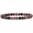 thumbnail image 1 of Bracelet Extensible en Perles Rondes de 6 mm avec Pierre Précieuse Rhodonite Matrice Naturelle 6,5 Po, 1 of 2