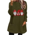 thumbnail image 2 of TIMIFIS Longues Chandail en Molleton à Manches pour Femmes, Chandail à Enfiler d'Hiver Chaud, Gnomes, Père Noël, Noël, Imprimé, Col Ras du Cou, avec Poche, 2 of 4