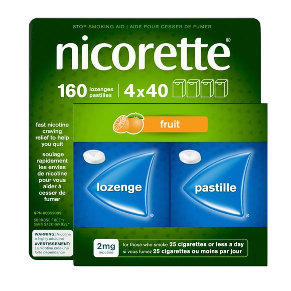 Nicorette 2mg Nicotine Lozenges, Fruit – Quit Smoking Aid, Discreet Craving & Withdrawal Relief, Nicotine Replacement Therapy (NRT), Sucrose-Free* Nicorette Lozenges, 160 Count