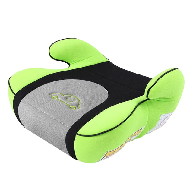 Riforla Siège d'Appoint Simple Sans Dossier à Loquet, Vert et Noir, au design Léger. Doté d'Une structure Compacte et Sans Dossier avec Rembourrage Ultra Moelleux pour le Confort. le Siège Comprend des Housses Lavables à la Machine et Convient aux Enfants Pesant de 40 à 120 Lb. un Petit Graphique de Voiture Est Brodé sur le Panneau Central Gris. Conçu pour une Portabilité et une Compatibilité Faciles avec Divers Véhicules.