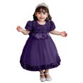 thumbnail image 1 of Robe Mi-Mollet à Manches Courtes et Col Rond, Tenue Formelle pour Enfants Incluant de Longues Robes Florales, Robes de Princesse, Robes à Fleurs pour Enfants, Robes de Mariage, Etc., 1 of 7