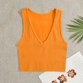 thumbnail image 2 of AherBiu Camisole Tops for Women Summer V Neck Low Cut Ribbed Knitted Slim Fitting Stretchy Solid Color Cropped Tank Tops, 2 of 3