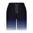 thumbnail image 4 of Sentmoon Basketball Shorts Quick Dry Loose Summer Bermuda Shorts Striped Print Drawstring Elastic High Waist Running Shorts with Pockets Trendy Father for City Sightseeing Blue XXL, 4 of 5