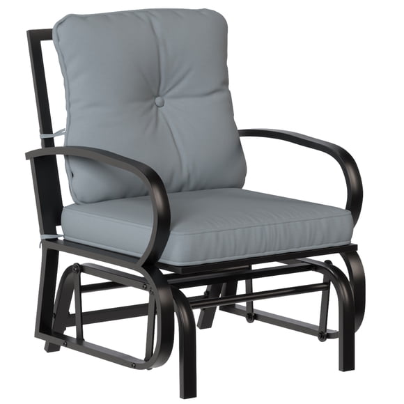 Outsunny Patio Glider, Outdoor Glider Chair with Cushions, Light Grey