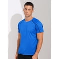 thumbnail image 4 of Raenseen Men's Rash Guard Swim Shirts Short Sleeve UPF 50+ Swimming Top Gym Workout Muscle Tee Tops Lake Blue M, 4 of 6
