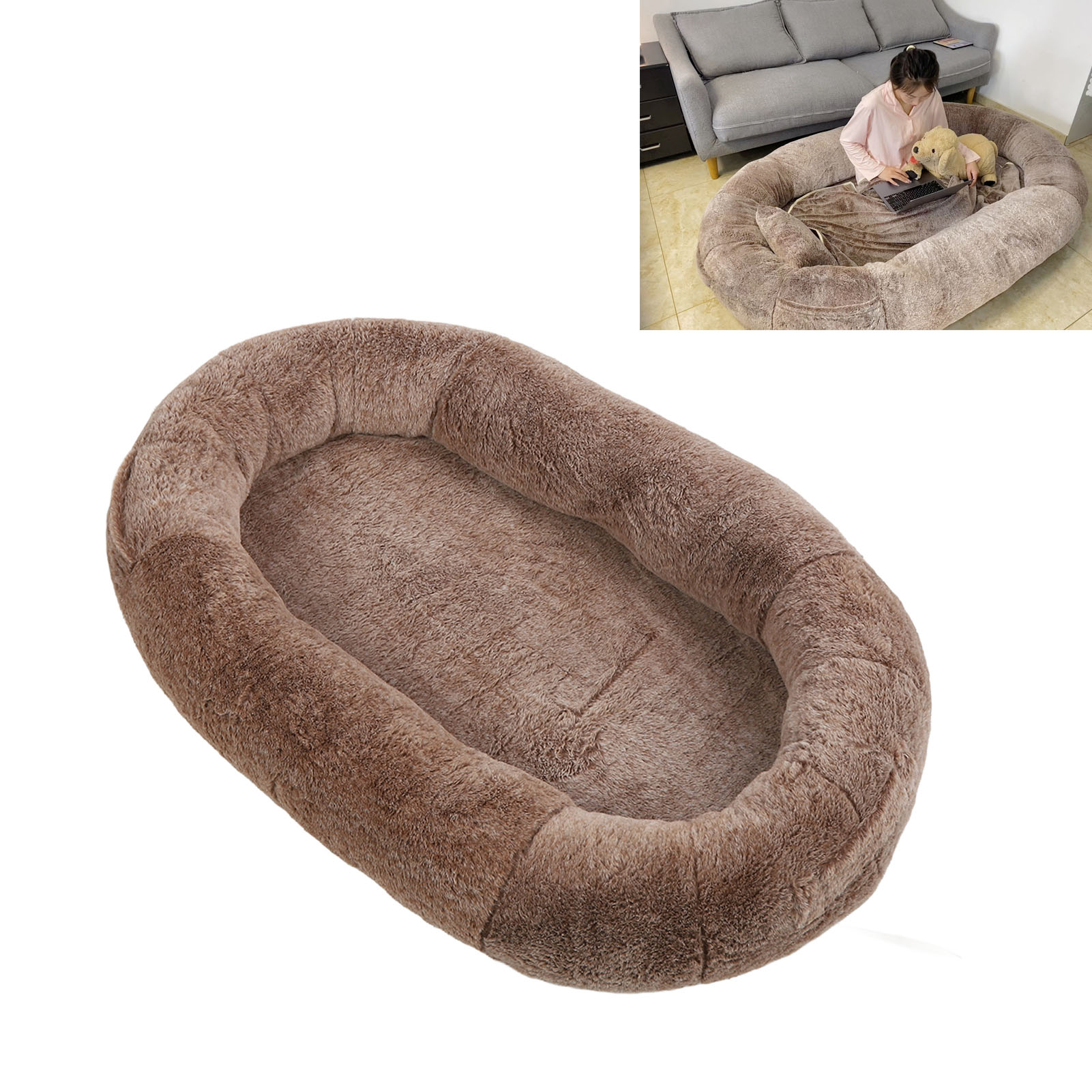 Human Dog Bed Large  Bean Bag Nap Floor Bed Gradient Coffee Human Size Dog Bed  Human Dog Bed Large Human Dog Bed  Dog Bed Beanbag Dog Bed Human Dog Bed