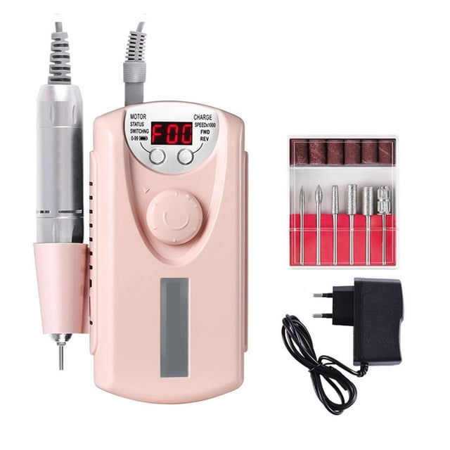 Portable Nail Drill Professional 30000 RPM, Rechargeable Electric Nail File Machine E File For Acrylic Nails Gel Polishing Removing, Cordless Efile With Bits Kit For Manicure Salon Home ,Easy to Use