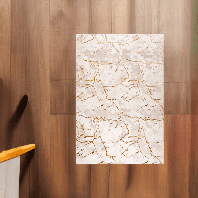 LaDole Rugs 3x5 ft Modern Premium Area Runner Rug | Abstract Small Carpet For Entry Way, Hallway, Home Office, Entrance Indoor Floor Décor | Beige Gold