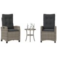 thumbnail image 1 of vidaXL Ensemble Bistro 3 Pcs avec Coussins en Rotin Gris, 1 of 5