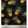 thumbnail image 1 of Soimoi Black Rayon Fabric Pine Fruits Print Sewing Fabric Yard 56 Inch Wide, 1 of 3