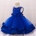 thumbnail image 4 of MIASHUI Robe de Concours pour Filles, Robe de Fête à Volants avec Fleurs, Robe de Bal de Mariage pour Enfants, Robe de Princesse Formelle, Bleu, 6-12 Mois, 4 of 8