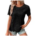 thumbnail image 1 of Haut en Dentelle pour Femmes Col Rond Crochet Manches Courtes - T-Shirt Décontracté d'Été - TTTG-TTTTTG, 1 of 4