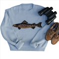 thumbnail image 1 of Chandail pour Femmes à Motif de Poisson Contrasté, Manches Longues, Col Rond, Tricot Côtelé, Chandail, Hauts Décontractés d'Automne, Bleu, G, 1 of 4