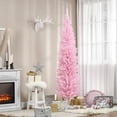 thumbnail image 2 of HOMCOM 7' Artificial Christmas Tree Xmas Slim Tree Holiday Home Décor, Pink, 2 of 10