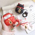 thumbnail image 1 of Lucky Cat Case For Apple Airpods Earphone Headset Silicone Protective Case Box (Black), 1 of 7