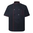 thumbnail image 1 of TOPTIE Manteau de Chef Unisexe à Manches Courtes, Noir avec Rouge, 1 of 8
