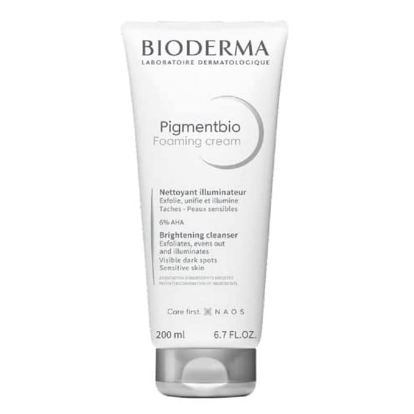 Bioderma Pigmentbio Crème Moussante pour le Visage - Nettoyant Visage Éclaircissant et Hydratant - Exfoliant pour le Visage pour la Peau Sujette aux Taches Visibles