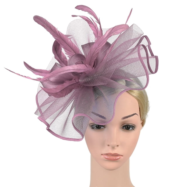Women Hat Headwear Church Feather Clip Fascinators Hat Wedding Party Cap For