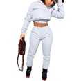 thumbnail image 5 of SUNSIOM 2 Pcs Femmes Tenue Lettre, Manches Longues à Capuche Crop Top Pantalon Long, 5 of 5
