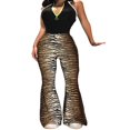 thumbnail image 5 of Pantalon Évasé Taille Haute Ajusté à Imprimé Léopard pour Femmes, 5 of 5