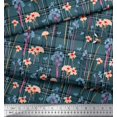 thumbnail image 3 of Soimoi Velvet Fabric Floral & Check Decor Fabric Printed Yard 58 Inch Wide, 3 of 5