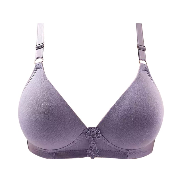 IROINID Reduced Push Up Bra for Women Solid Color Comfortable Hollow Out Push Up Bra Underwear No Rims,Purple