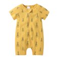 thumbnail image 1 of MIASHUI Toddler Summer Clothes Unisex Baby Boy Girl Rompers Short Sleeve Two Way Zipper Jumpsuits,Yellow,6-12 Months, 1 of 3