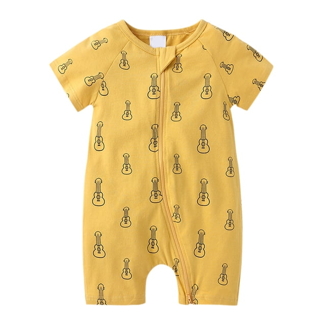 MIASHUI Toddler Summer Clothes Unisex Baby Boy Girl Rompers Short Sleeve Two Way Zipper Jumpsuits,Yellow,6-12 Months