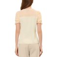 thumbnail image 3 of INSPIRE CHIC Women's Round Neck Lace Keyhole Back Puff Short Sleeve Tops M Beige, 3 of 5