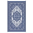 thumbnail image 3 of GlowSol 9x18 Outdoor Rug Waterproof Carpet Patio Rug Indoor Outdoor Area Rug Reversible Rug for Picnic Beach Deck-Outdoor, Dark Blue/White, 3 of 8