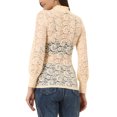 thumbnail image 3 of INSPIRE CHIC Blouse à Col Roulé pour Femme à Manches Longues en Maille Semi-Transparente en Dentelle Florale Abricot TP, 3 of 5