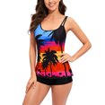 thumbnail image 4 of RKSTN Robe de Bain Tankini pour Femmes avec Shorty Deux Pièces Col en V Nœud Licou Imprimé Floral Grande Taille Robe de Maillot de Bain, 4 of 8