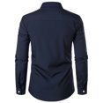 thumbnail image 3 of Penkiiy Chemise Habillée Décontractée pour Homme à Manches Longues Extensible Sans Plis Coupe Régulière à Boutons TP Bleu Marine, 3 of 5