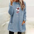 thumbnail image 2 of Pisexur Chandails en Molleton de Noël pour Femmes en Polaire Douce à Manches Longues Col Rond Imprimé Verre de Vin Rouge Chandail-Over Chaud d'Hiver avec Poches, 2 of 3