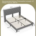thumbnail image 3 of Costway Queen Size Upholstered Platform Bed Button Tufted Headboard Mattress Foundation, 3 of 10