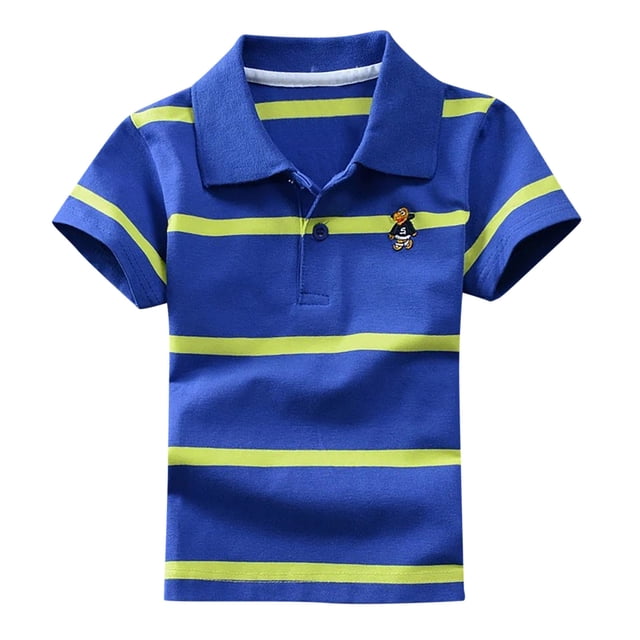 Chemises Polo pour Garçons, Chemise Rayée pour Garçons, Hauts à Manches Courtes, Chemise de Rugby Boutonnée, Tenue pour Garçons 8-9 Ans