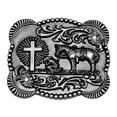 thumbnail image 2 of Moranse Boucles de Ceinture Design Croix Cowboy et Cheval (Argent Fleur), 2 of 4