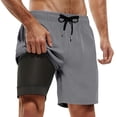 thumbnail image 1 of HXWCHs Short de Bain pour Hommes, Tenue de Plage, Boardshort avec Doublure de Compression Intérieure et Conception avec Poches pour Short de Bain Offrant un Confort à l'Entrejambe et un Tissu à Séchage Rapide S Gris, 1 of 4