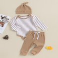 thumbnail image 3 of Baby Clothes Set  Romper with Long Sleeve Striped Pants and Hat, 3 of 9