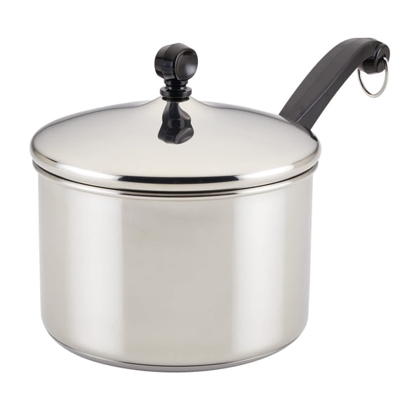 Farberware Classic Series Stainless Steel Sauce Pan with Lid, 3-Quart, Stainless Steel Pans, Induction Cookware