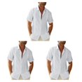thumbnail image 3 of pitrice Men Shirt Casual Short Sleeve Breathable Replacement Button Down Solid Color Fashionable Home Dating Shirts Top White XL 3Set, 3 of 6